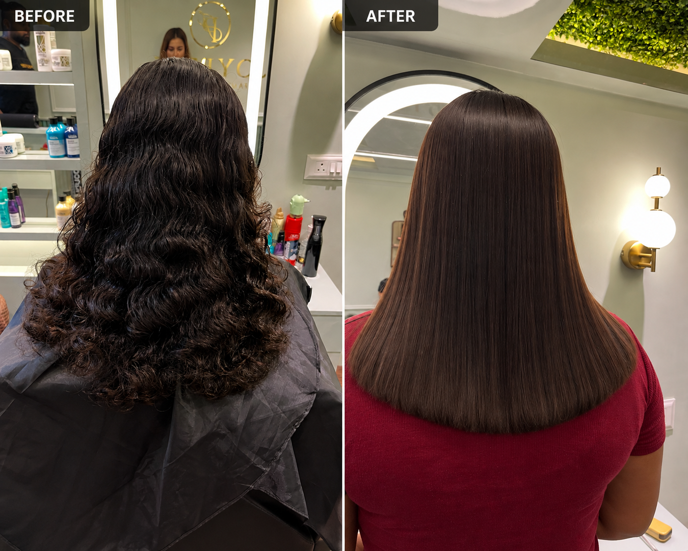 Stylist finishing a haircut at Joyprit Family Salon